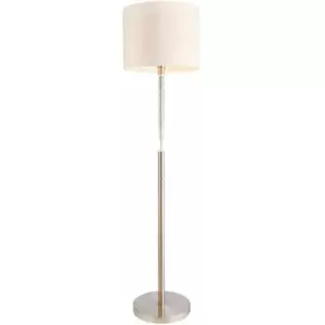 1.5m Tall Floor Lamp Satin Chrome & Shade LED Stem Standing Living Room Light