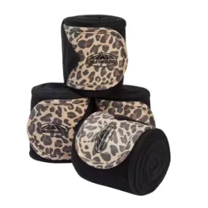 Weatherbeeta Leopard Fleece Bandages 4 Pack - Brown