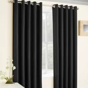 Enhancedliving - Enhanced Living Vogue Embossed Textured Thermal Blackout Eyelet Curtains, Black, 90 x 54 Inch