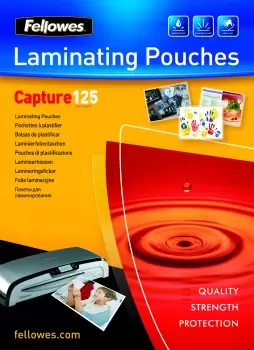 Fellowes Glossy 125 Micron Card Laminating Pouch - 75x105mm