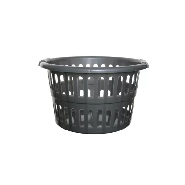 Whitefurze 48cm Round Laundry Basket Silver