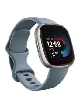 Fitbit Versa 4 Fitness Smartwatch - Built-In Gps, 6-Day Battery Life, Android & Ios Compatible - Waterfall Blue/Platinum Aluminium