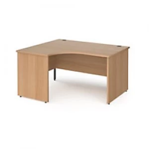 Dams International Left Hand Ergonomic Desk with Beech Coloured MFC Top and Graphite Panel Ends and Silver Frame Corner Post Legs Contract 25 1400 x 1