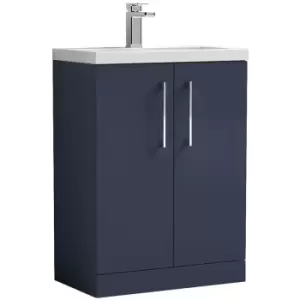Arno Compact Matt Electric Blue 600mm 2 Door Wall Hung Vanity Unit and Ceramic Basin - PAL121E - Electric Blue - Nuie
