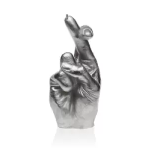 Hand CRS Fingers Crossed Candle &ndash; Silver