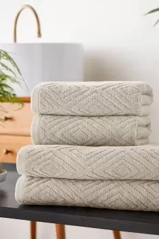 'Diamond Geo Sculpted' 4 Piece Towel Set