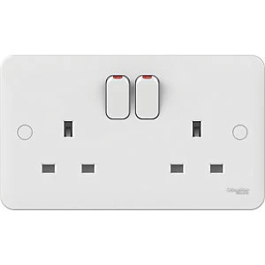 Lisse 2 Gang 13A Double Pole Switched Socket - White