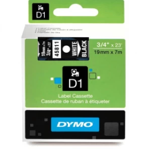 Dymo 45811 White on Black Label Tape 19mm x 7m