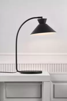 Dial Indoor Bedroom Living Dining Office Table Lamp in Black (Diam) 25cm