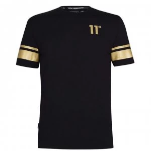 11 Degrees Double Stripe T Shirt - Black & Gold