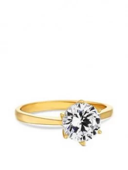 Simply Silver 14Ct Gold Plated Sterling Silver Round Solitaire Sized Ring