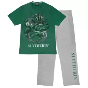 Harry Potter Mens Slytherin Pyjama Set (L) (Green/Heather Grey)