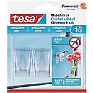 tesa Adhesive Hook Powerstrips Transparent Pack of 2