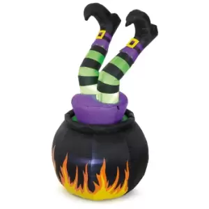 Cauldron and Animated Witch Halloween Inflatable