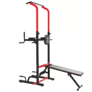 Homcom Power Tower Station For Home Gym Workout Equipment With Sit Up Bench