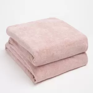 Highams Soft Knitted Fleece Throw Over Blanket Bedspread Blush 200 X 240Cm