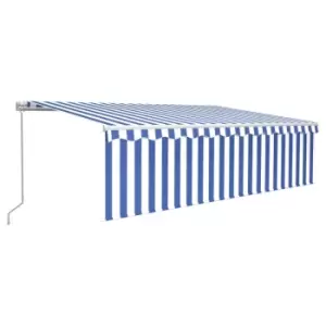 Vidaxl Manual Retractable Awning With Blind 5X3M Blue & White