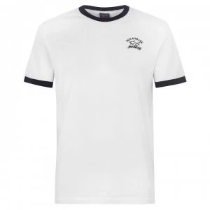 Paul And Shark Crew Ringer Logo T Shirt - White