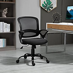 Vinsetto Mesh Home Office Chair Swivel Desk Task PC Chair with Lumbar Support, Arm, Black