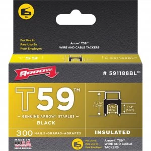 Arrow T59 Insulated Staples 8mm Black Pack of 300