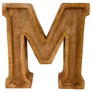 Letter M Hand Carved Wooden Embossed