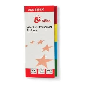 Office Index Flag Transparent Assorted Pack 5 938233