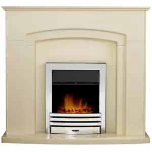 Falmouth Fireplace in Cream with Downlights & Eclipse Electric Fire in Chrome, 48" - Adam