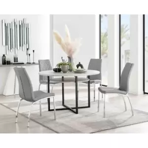 Furniture Box Adley Grey Concrete Effect Storage Dining Table and 4 Grey Isco Chairs