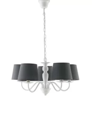 FAVOLA 5 Light Chandeliers with Shades White, Fabric 56x30cm