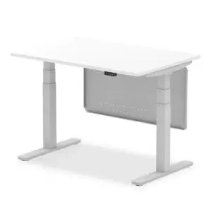 Air 1200 x 800mm Height Adjustable Desk White Top Silver Leg With