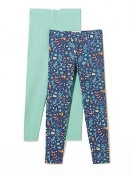 FatFace Girls Woodland Floral 2 Pack Legging - Navy, Size Age: 5-6 Years, Women
