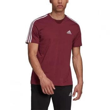 Adidas 3 Stripe Essential T Shirt Mens - Victory Crimson