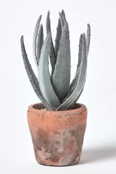 Aloe Vera Artificial Succulent in Decorative Rustic Terracotta Pot
