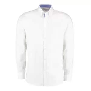 Kustom Kit Mens Contrast Premium Oxford Shirt (L) (White/Mid Blue)
