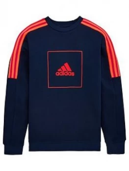 Boys, adidas Childrens AAC Crew Neck Top - Navy, Size 5-6 Years