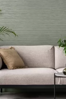 Boutique Chunky Weave Sage Textured Wallpaper
