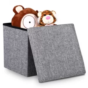 Foldable Storage Box with Lid Light Grey 15x15x15in