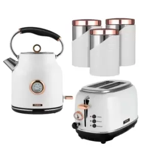 Tower AOBUNDLE008 1.7L Traditional Kettle and 2 Slice Toaster Set with 3 Canisters