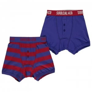 SoulCal Boxers Pack of 2 Junior Boys - Blue/Stripe