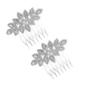 Mood Silver Plated Crystal Floral Hair Combs- Pack Of 2