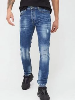 Kings Will Dream Berlin Superslim Jeans - Mid Blue Size XL, Men