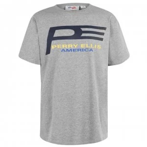 Perry Ellis PE Logo T Shirt - Grey