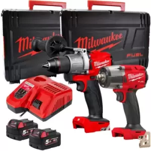 M18FPP2F3-502X 18V Fuel Combi Drill & Impact Wrench with 2 x 5.0Ah Battery & Charger 4933492641 - Milwaukee