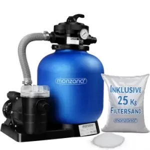 Sand Filter System 9,960L/h With Prefilter 7-Way Valve Filtration System Filter 30 Litres Unit Swimming Pool Incl. 25kg Filter Glass Clean Water