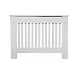 Jack Stonehouse - Painted Radiator Cover Cabinet With Vertical Modern Style Slats MDF Small in White - White