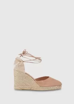 Castaner Womens Carina Suede Heeled Espadrilles With String Tie In Tan