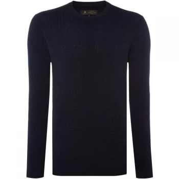 Label Lab Isaac Waffle Crew Sweater - Navy