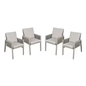 Dellonda 4pc Fusion Garden/Patio Aluminium Dining Chair w/ Armrests Grey DG50