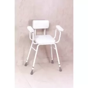Nrs Healthcare Malvern Height Adjustable Perching Stool With Moulded Arms And Padded Back White