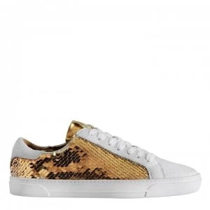 DKNY Andi Low Sequin Trainers - WHG Wh/Gold